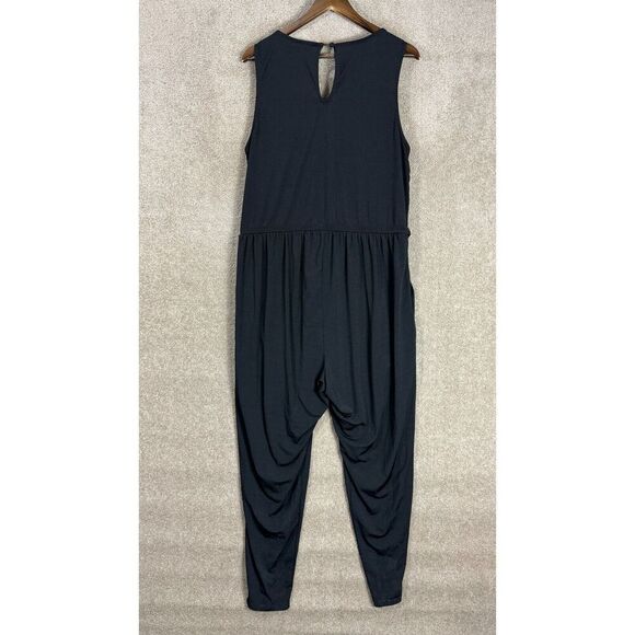 Torrid Wrap Jumpsuit Womens Plus 2 Black/Gold V Neck Sleeveless Stretch Jersey - Picture 10 of 11